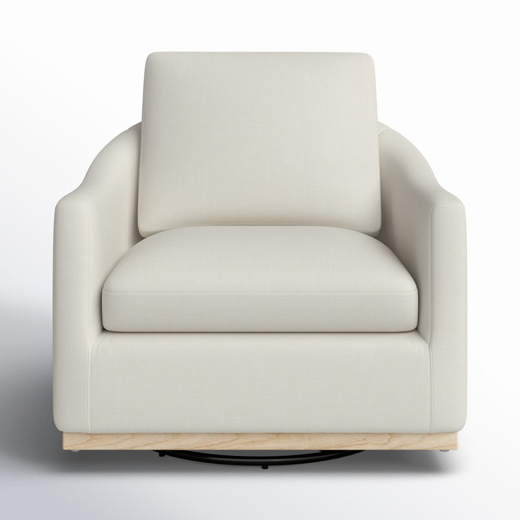 Deary Upholstered Swivel Barrel Chair Fabric Linen Performance Linen